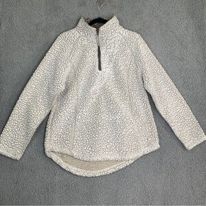 Cozy Women’s Sherpa Fleece Quarter Zip Winter Sweater - Cream, Siz…